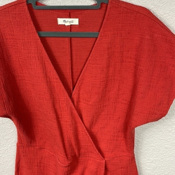 Madewell Cross Front Flutter Sleeve Mini Dress Etruscan Clay Sz S - Picture 5 of 12